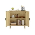 thumbnail image 5 of Storage Cabinet with Rattan Decorated Doors, Sideboard Buffet Table with Shelf, Liquor Accent Cabinet for Kitchen, Dining Room, Entryway, Natural, 5 of 9