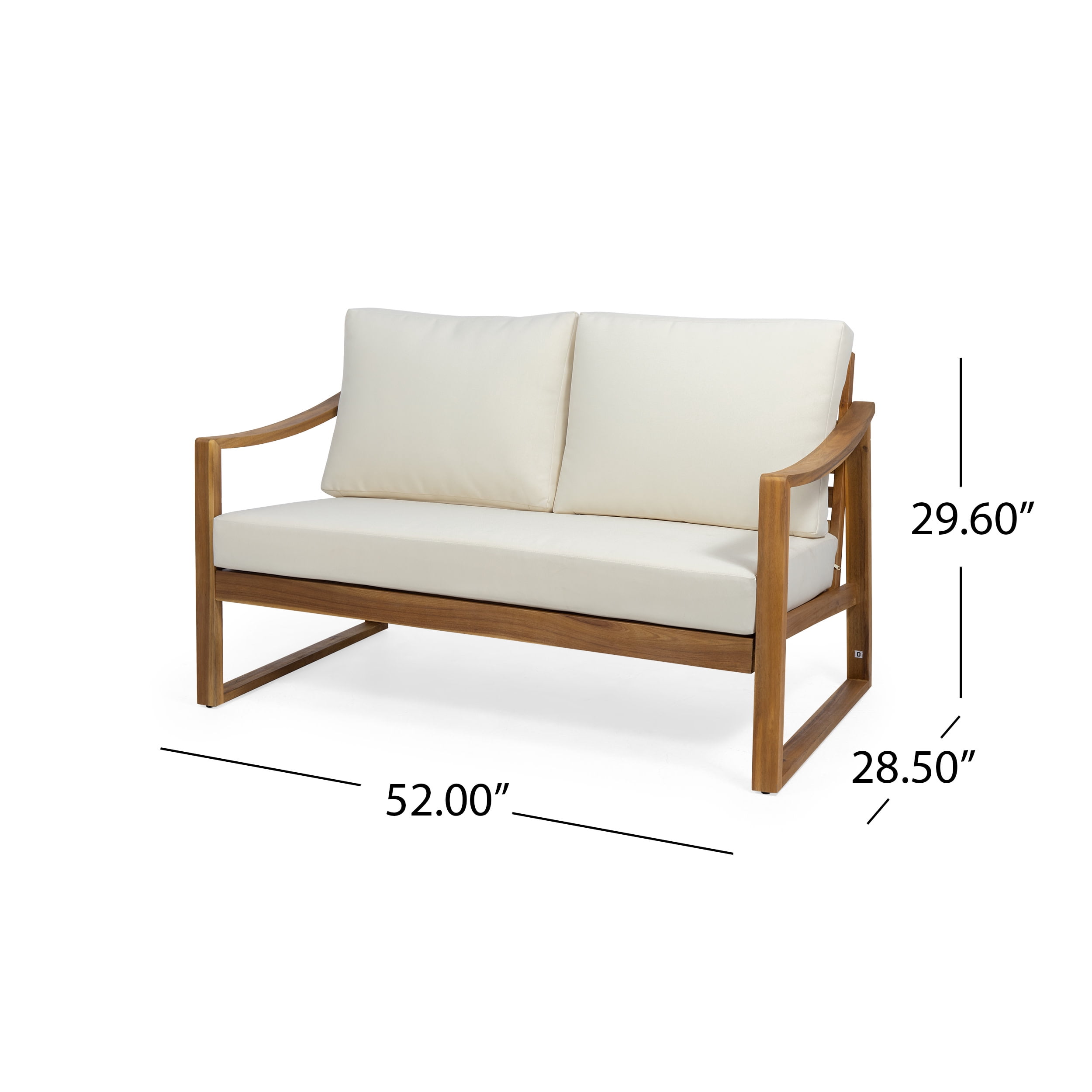 Barclay Acacia Wood Outdoor Loveseat and Coffee Table Set, Teak, Beige
