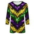 thumbnail image 5 of Jsaierl Women's Mardi Gras Shirts Funny Carnival Themed Mask Graphic Tees Soft 3/4 Sleeve T Shirts Blouses Dressy Casual Crewneck Party Tops, 5 of 5