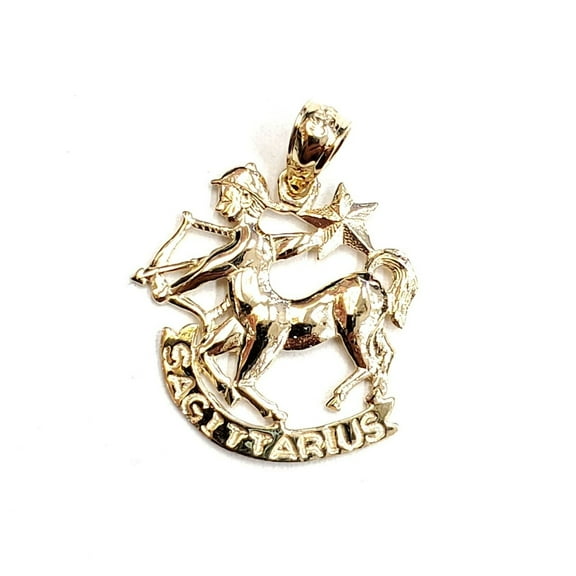 14k yellow Gold Sagittarius Archer astrology Zodiac Sign Pendant jewelry 1.8g