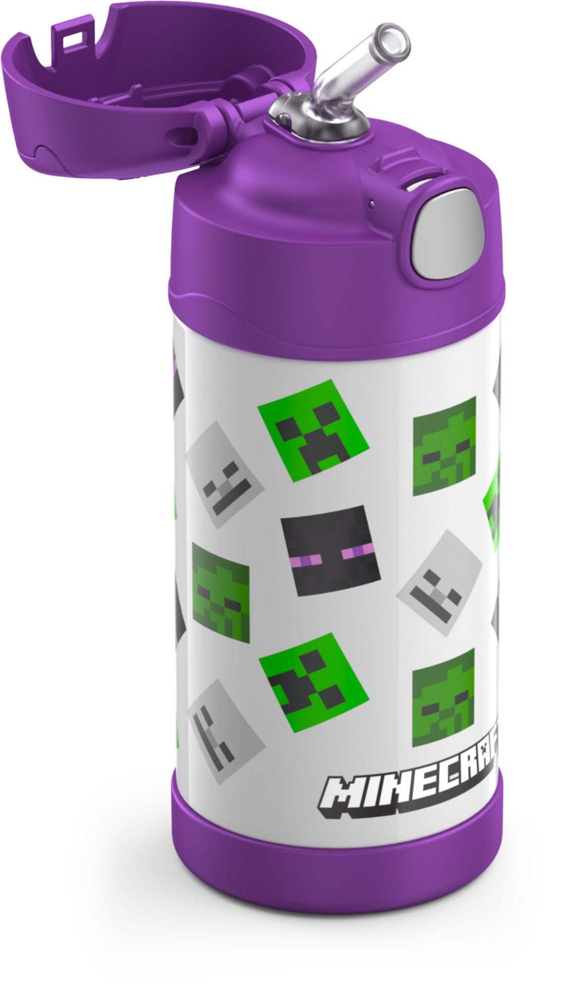 Thermos FUNtainer Kids Stainless Steel Water Bottle w/Handle, Minecraft /  NEW