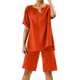 thumbnail image 1 of Conjuntos de 2 piezas para mujer: blusa de pierna ancha y pantalones elásticos, camisa informal de manga corta, ropa urbana de moda para el verano, 1 of 3