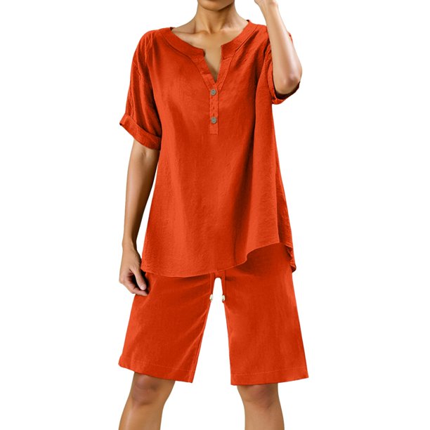Conjuntos de 2 piezas para mujer: blusa de pierna ancha y pantalones elásticos, camisa informal de manga corta, ropa urbana de moda para el verano
