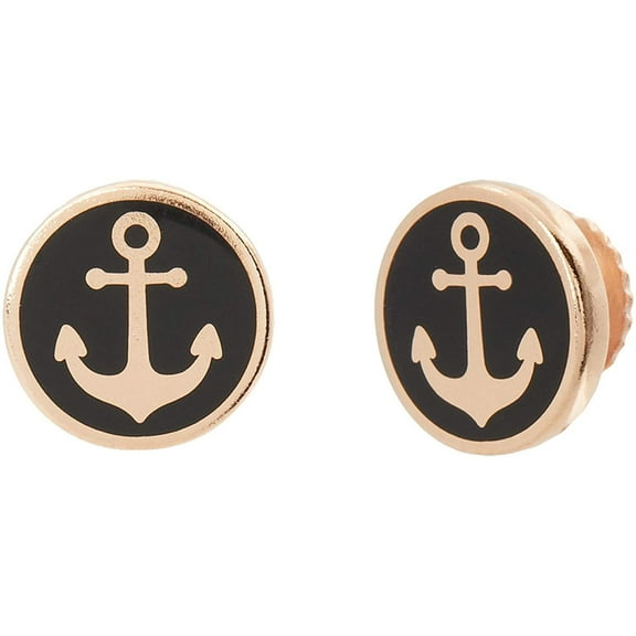 Alex and Ani Anchor Post Earrings Black One Size
