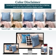 PAVILIA Dusty Blue Throw Pillow Covers with Pom Pom 18x18 Set of 2, Decorative Pillow Cases for Bedroom Aesthetic, Small Throw Pillows Set for Bed, Velvet Euro Plush Cushion Covers for Sofa Couch