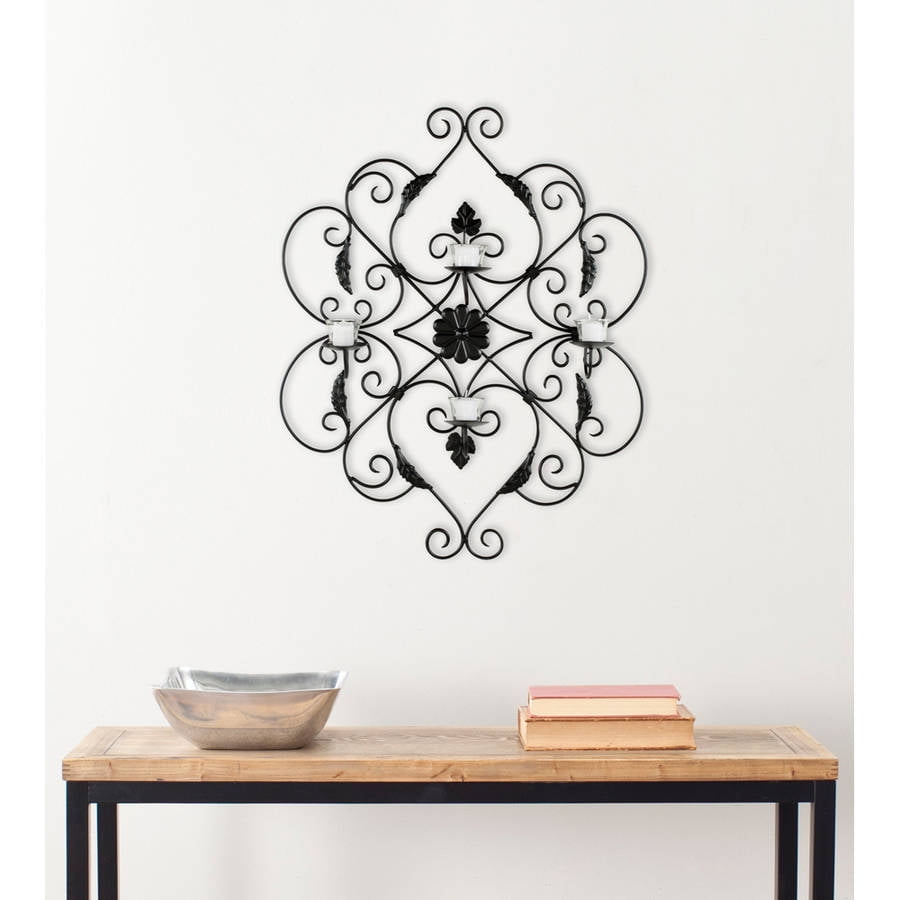 Safavieh 4Pillar Candle Scrolled Wall Decor Black