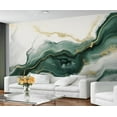thumbnail image 2 of Modern Emerald Green Rendered Marble Wallpaper, Abstract Gold Foil Art Wall Mural Poster Removable Mural Large 3D Wallpaper Home Decor For Bedroom Living Room 59"W x 39.4"H (Not Peel and Stick), 2 of 6