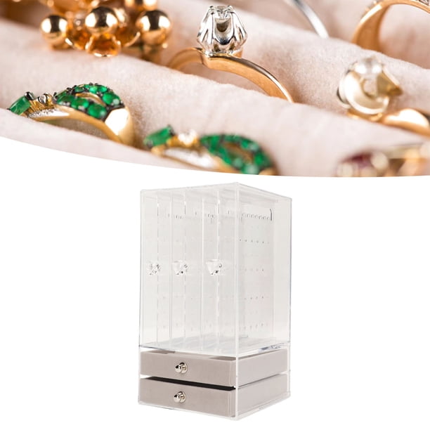 Caja de Anillo Acrílico, Soporte de Arete Acrílico a Prueba de Polvo Para Collar