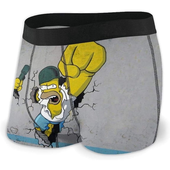 Simpson Cartoon Homer Men's Flat-Angle Underwear Breathable Boxer Belt with Comfort Quick Dry, black