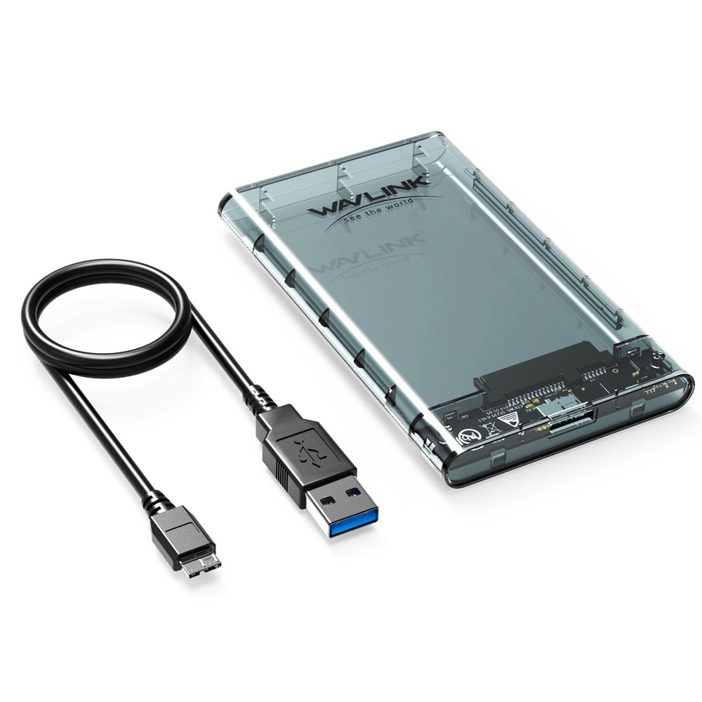 Hard Drive USB 3.0 SATA External 2.5" HDD SSD Enclosure Box Transparent Case/Bag 