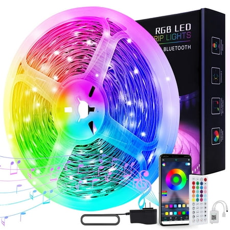 

65.6ft Led Lights for Bedroom Ultra Long Smart Music Sync LED Strip Lights Bluetooth APP Control with 44 Keys Remote RGB Color Changing Led Lights for Room Kitchen Christmas Party Home Decoration