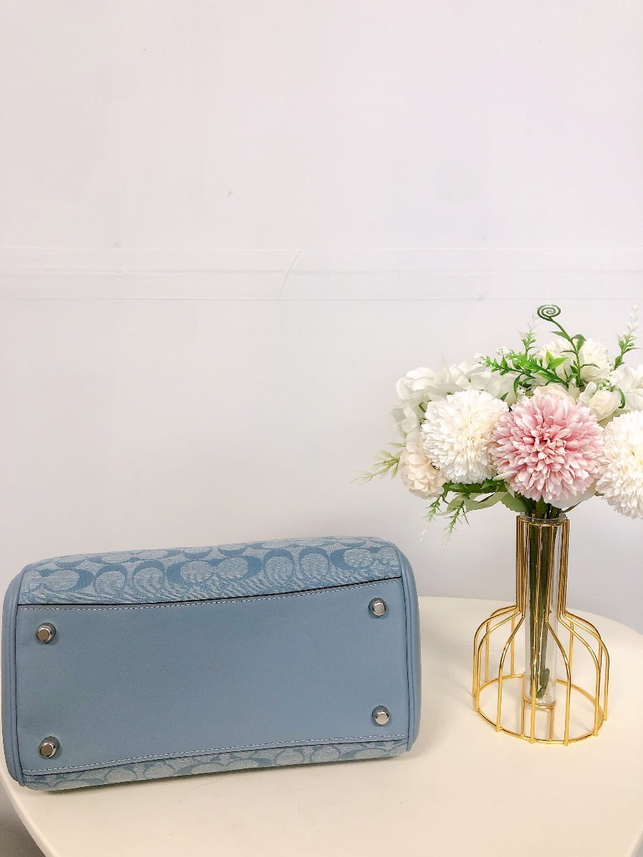 Coach Women's Rowan Medium Satchel In Signature Canvas with Hula Print (Chalk / Glacier White Multi)