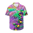 thumbnail image 3 of Feancey Funny Gifts Mardi Gras Men Hawaiian Shirt Short Sleeve Casual Button Down Shirts Carnival Themed Mask Printed Bowling Shirt Spring Tropical Beach Party Tops Multicolor L, 3 of 6