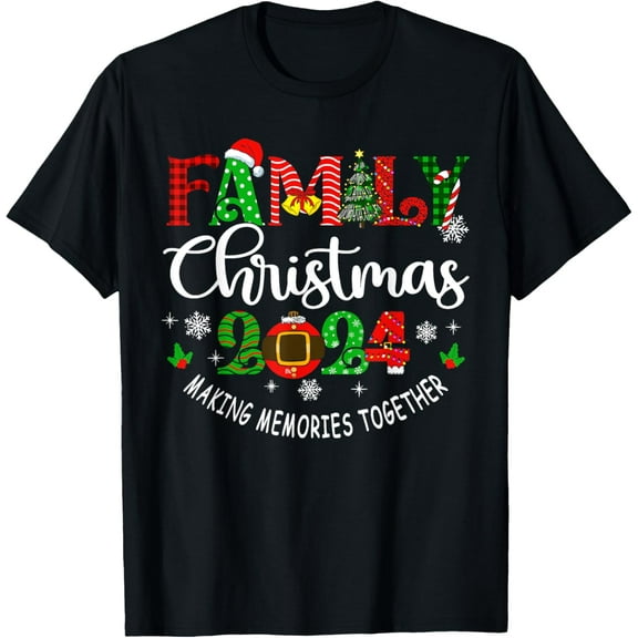 Family Christmas 2024 Matching Outfit Xmas Squad Santa Group T-ShirtMen and women, Black T-shirt, size: Extra large S-4XL