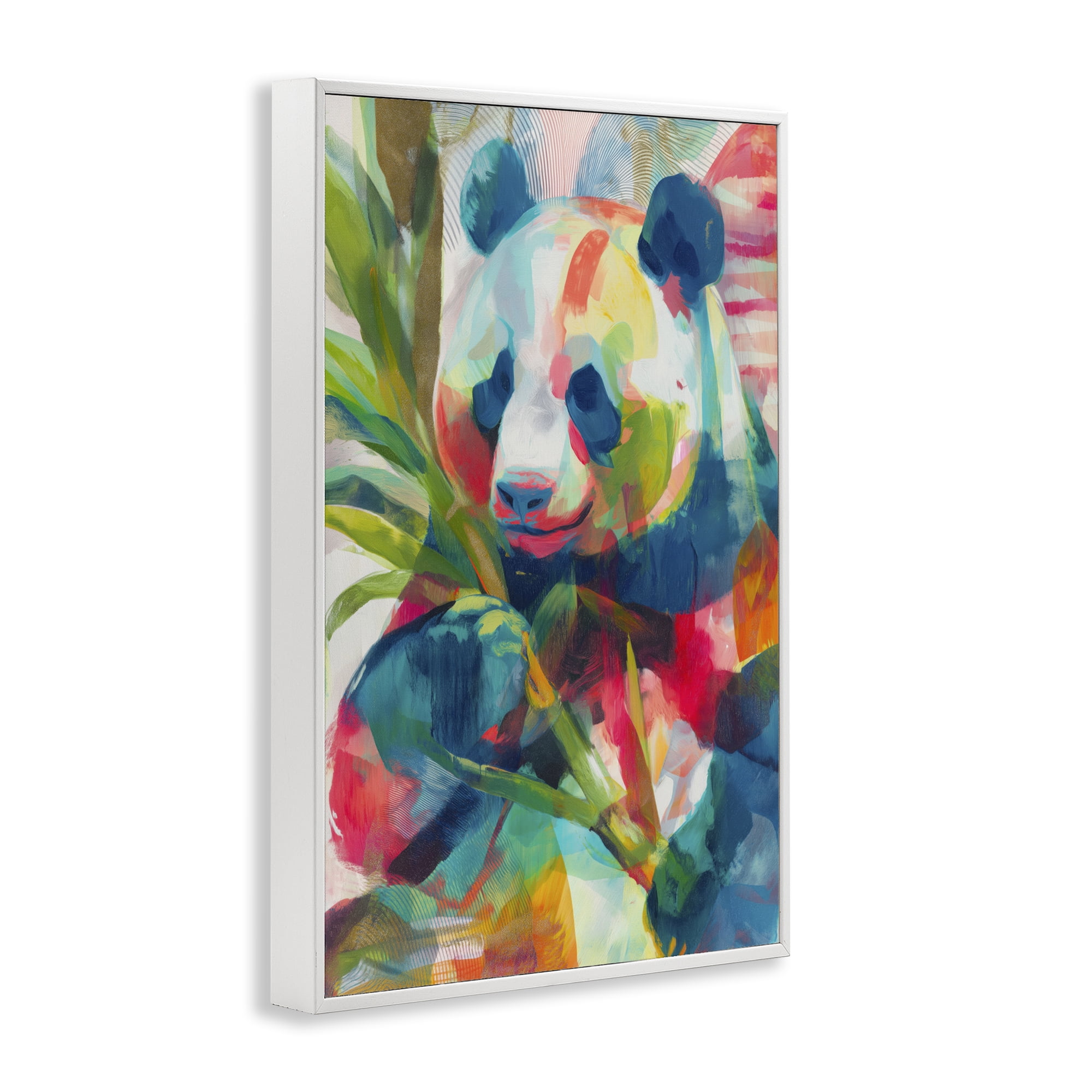 Stupell Industries Expressive Panda In Bloom White Framed Giclee Art, design by Chromatic Storm Studio