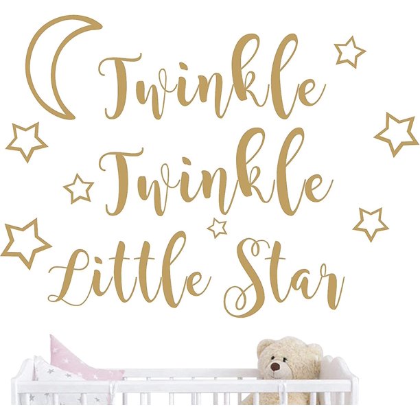 Adhesivo de pared artístico de vinilo YONGSHENG Twinkle Twinkle Little Star oro mate 57 x 42 cm
