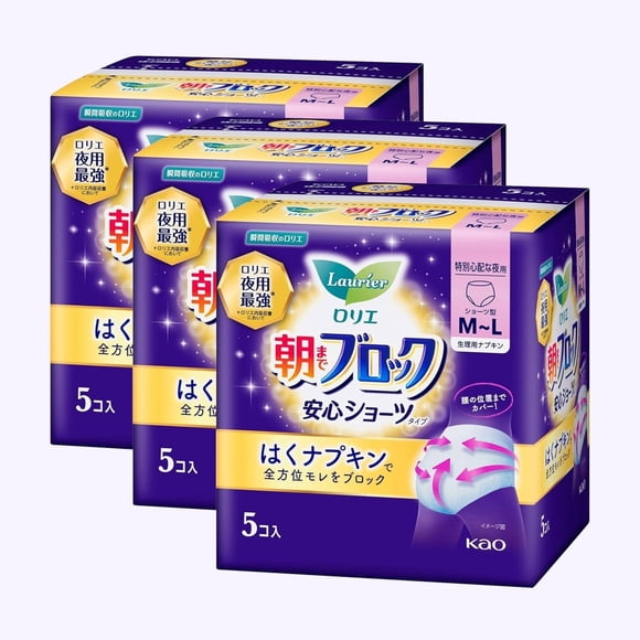 KAO Laurier Sanitary Napkin Super Guard Shorts Type 5Pcs (3 Bag)