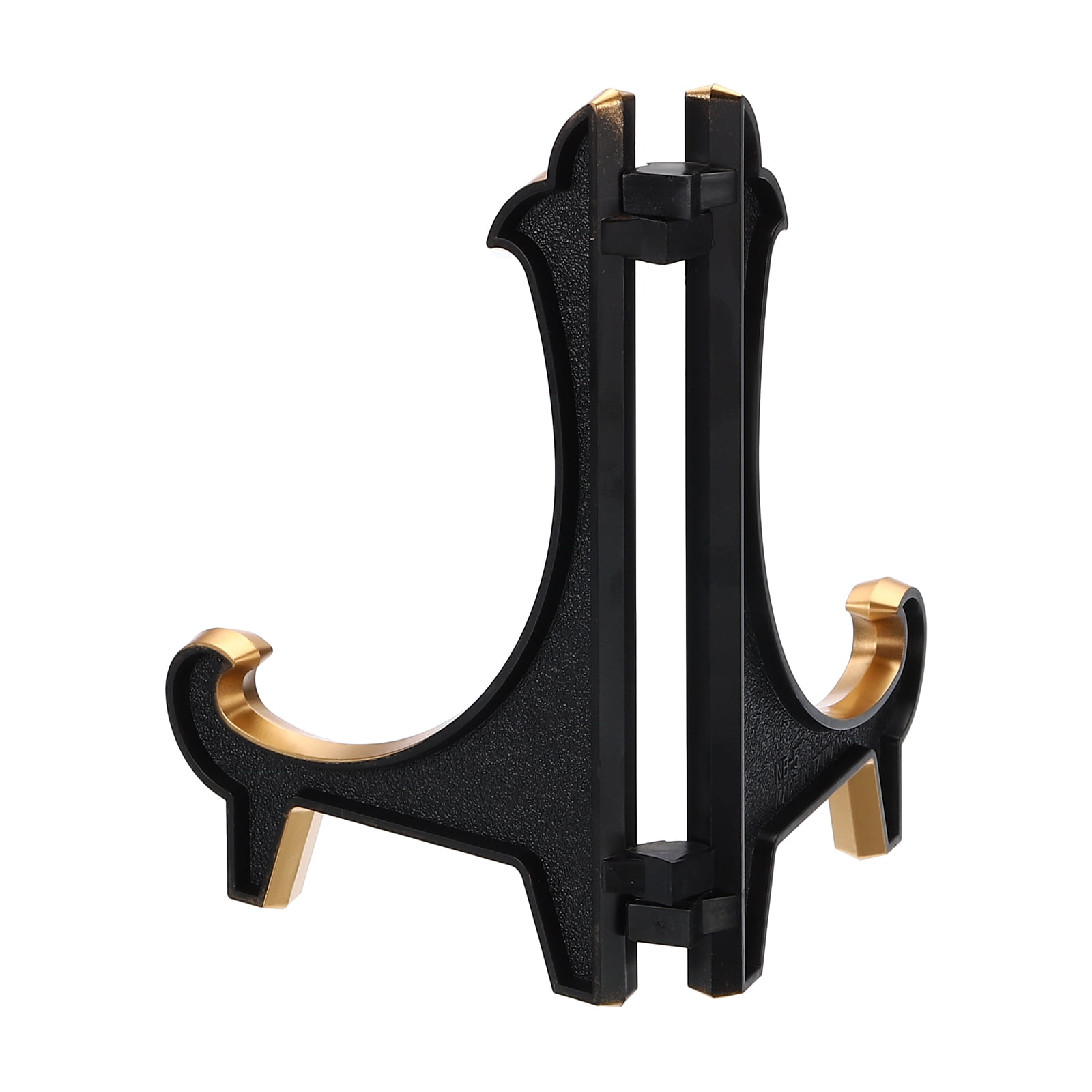 Unique Bargains 5" Acrylic Decorative Plate Stand Holder Display Holder Black Gold