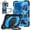 Black+Blue, variant on ELEHOLD Heavy Duty Case For T-Mobile Revvl Tab 2 2025 ,10.1-inch, 3-Layer Rugged 360 Rotating Kickstand Handle Grip Detachable Shoulder Strap Kids Friendly Shockproof Case,Black+Navy