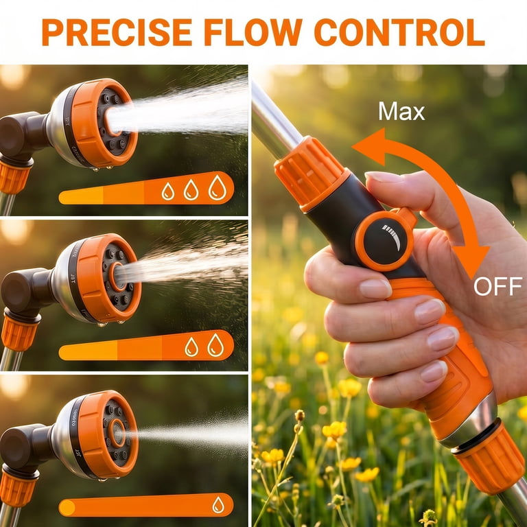 OHHANI 19in Metal Watering Wand, 8 Spray Patterns, 180° Nozzle photo 4