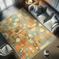 thumbnail image 4 of Ambesonne Mid Century Modern Decorative Rug Carpet, Grunge Forms, 2' 5" x 5', Burnt Sienna Pale Teal, 4 of 5