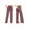 thumbnail image 3 of Wide Leg Pants Woman High Waist Yoga Pants with Pockets Loose Stretch Work Sweatpants Casual Lounge Blush Color XL, 3 of 7