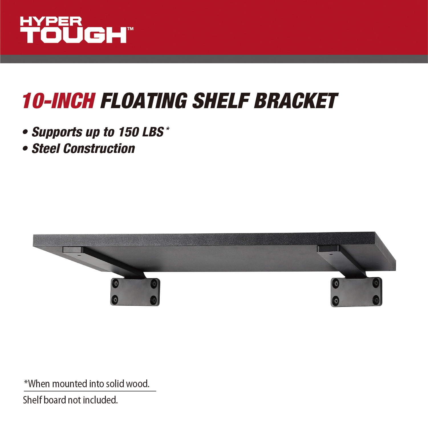 Hyper Tough 10 in x 4 in Floating Shelf Bracket, Black