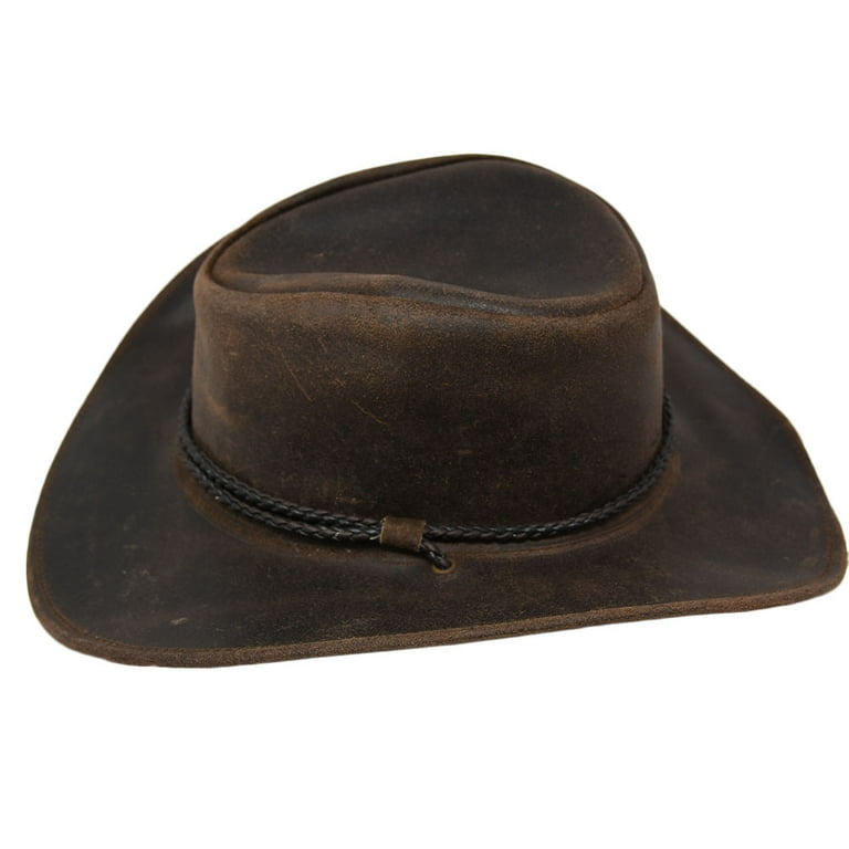 Classic Midnight Leather Braided Cowboy Hat - Leather Skin Shop