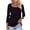 Black, variant on Women's Square Neck Fitted 3/4 Length Sleeve Casual T Shirts for Women, Stretchy Slim Fit Basic Tops for Women Trendy, Soft Solid Color Tshirts Shirts for Women for Daily Casual Wear
