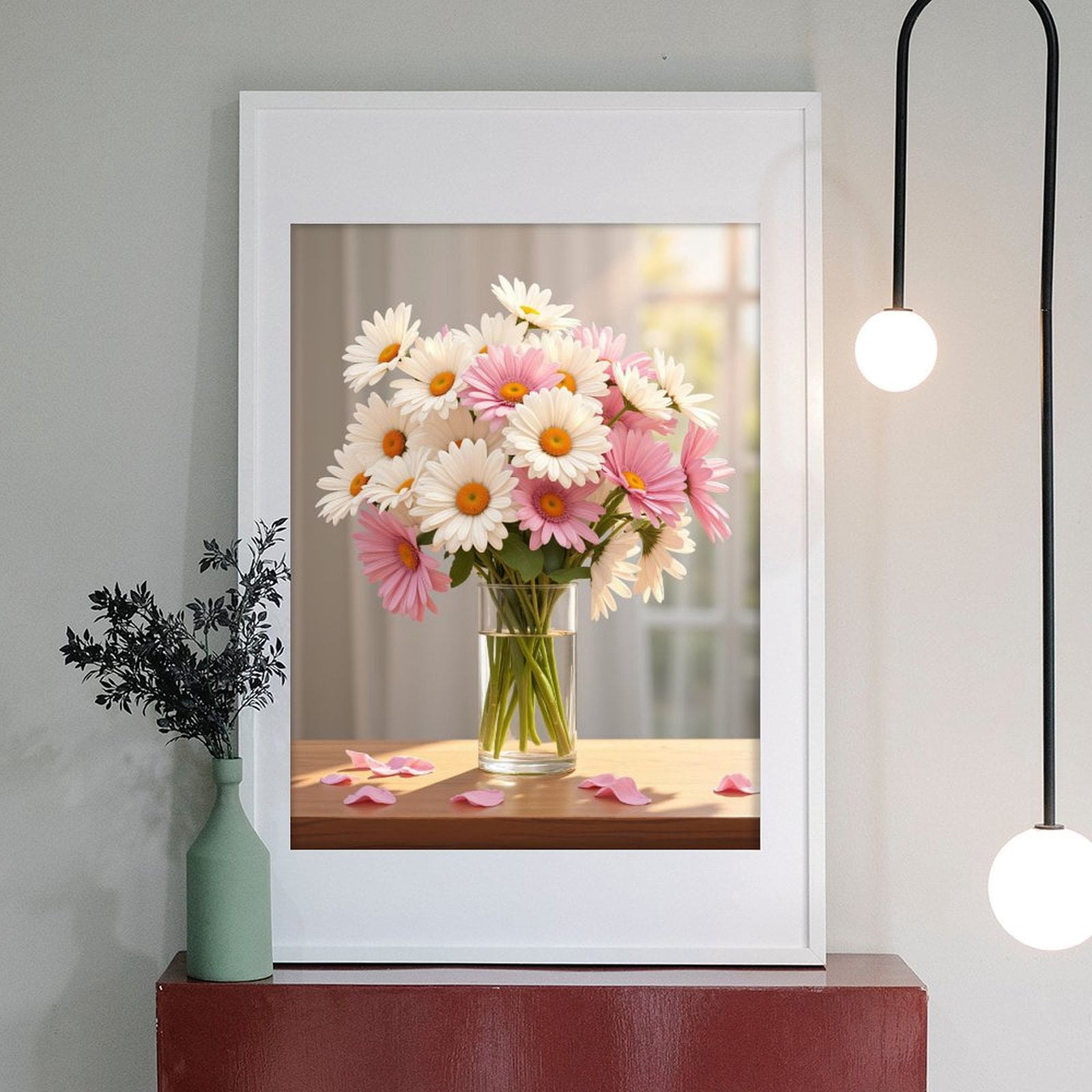 Diamond Art Kit for Adults, Pink White Daisies Glass Vase Blooms Diamond Painting for Adults Beginners, DIY Diamond Art Painting Kits, 5D Diamond Painting Crafts for Home Decor 12x16 Frameless
