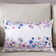 thumbnail image 3 of Watercolor Floral Spring Throw Pillow Cover,Purple Blue Blooming Botanical Rectangle Decorative Pillow Case Protector Soft Cushion Cover Lumbar Pillowcase for Couch Sofa Bedroom Car Decor 20x30 Inch, 3 of 8