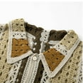 thumbnail image 7 of Kakii Men's Striped Knit Shirts Short Sleeve Button Down Shirt Crochet Hollow Out Summer Beach Top Vintage Vacation Wear, 7 of 7