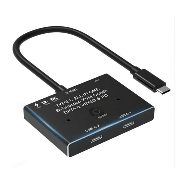 KVM USB C Two-Way Switch 1X2/2X1 USB 3.1 Splitter Data Video Switcher 8K @30Hz PD 100W for PC Monitor Mobile Phone