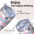 thumbnail image 4 of 20OZ Flamingo Insulated Tumbler with Comfort Grip Handle Stainless Steel Coffee Mug Cup BPA Free Sweat Proof Great for Commute Office Gifts for Women Girls on Birthday Christmas Summer, 4 of 6