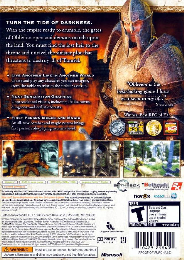 Elder Scrolls IV: Oblivion (Platinum Hits) - Xbox 360