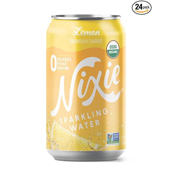 Nixie Sparkling Water, Lemon 12 fl oz cans, 24 pack Organic, NonGMO, 0 Calories, 0 Sugar, 0