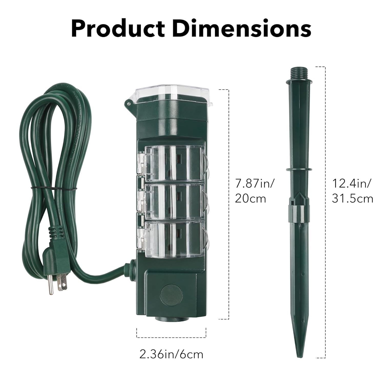 HBN Outdoor Power Strip Yard Stake with 6ft Extension Cord,Outside Multiple Plug Outlet with 6 Grounded Outlets,Weatherproof Extension Cord for Christmas Lights, Outdoor Lights,ETL Listed