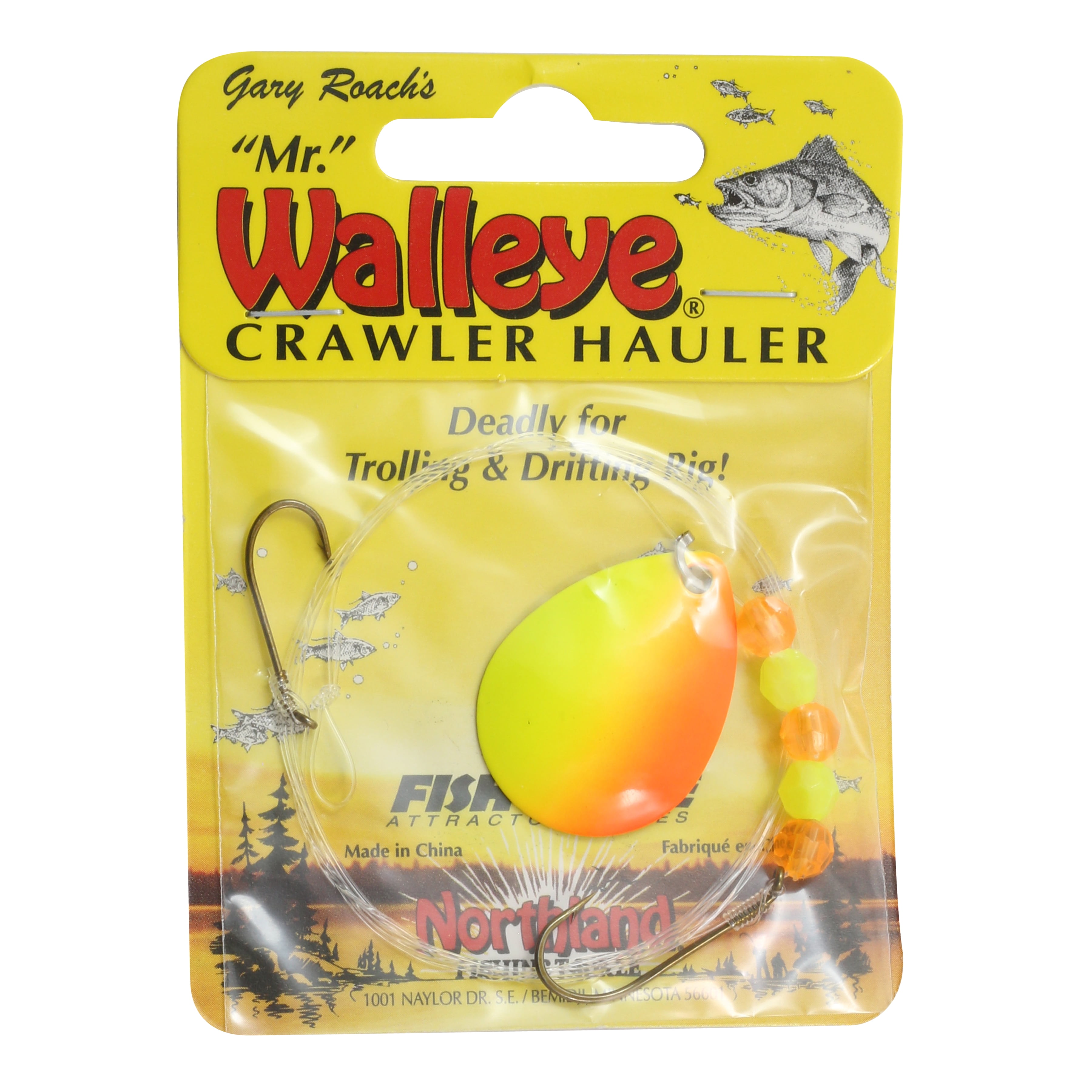 Northland Tackle Walleye Crawler Hauler, Spinner Rig, Freshwater, Sunshine