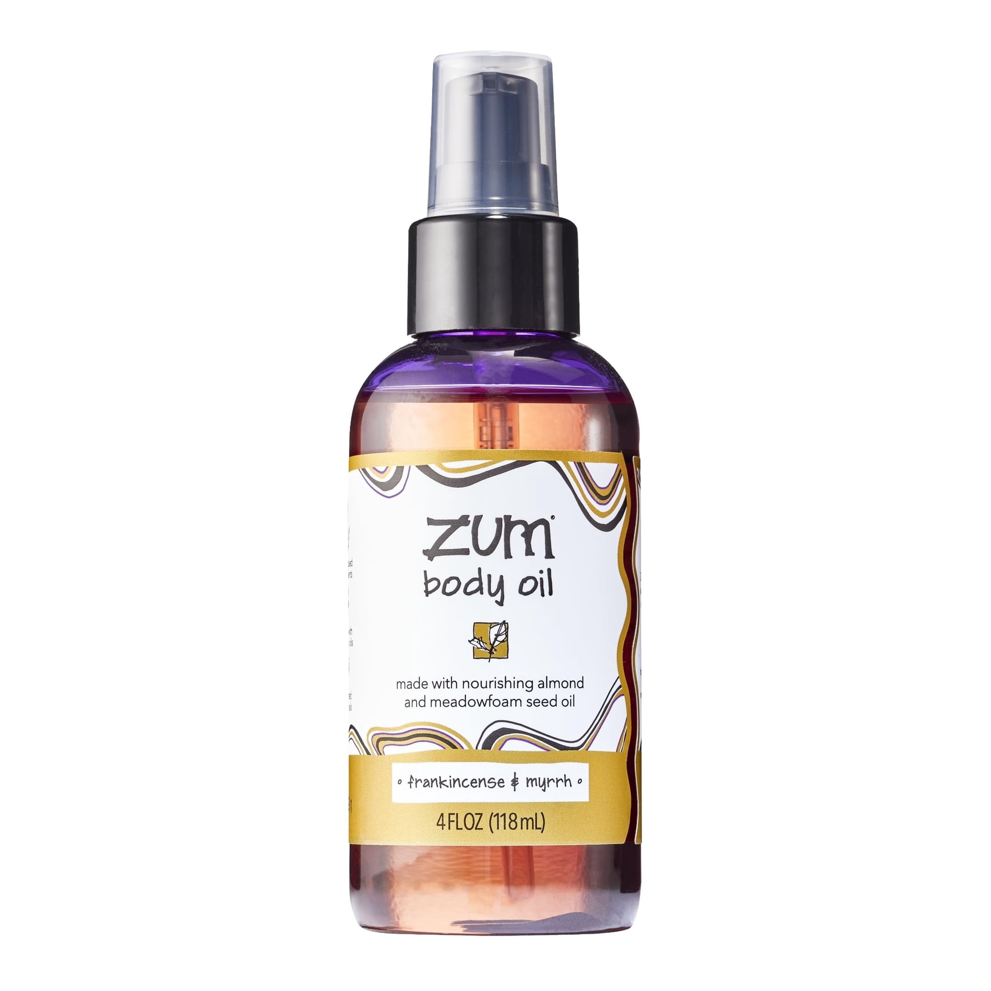 Zum by Indigo Wild Frankincense & Myrrh Body Oil - Nourishing Body Massage Oil for Massage Therapy & Hydration - Nourishing, Vegetarian Massaging Oil with Sweet Almond Oil - 4 fl oz