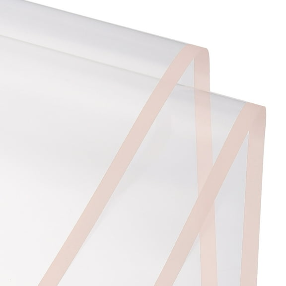 Uxcell 10 Pcs Flower Wrapping Paper Pink Edge Clear Waterproof Bouquet Wrapping Paper for DIY Crafts 23x23 Inch