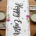 thumbnail image 5 of Happy Easter Table Runner, Cute Rabbits Eggs Daisy Flowers Plants Watercolor Cotton Linen Table Runners 108 Inches Long, Dresser Scarf Runner for Dining/Living Room/Kitchen/Square Tables 13''x108'', 5 of 9