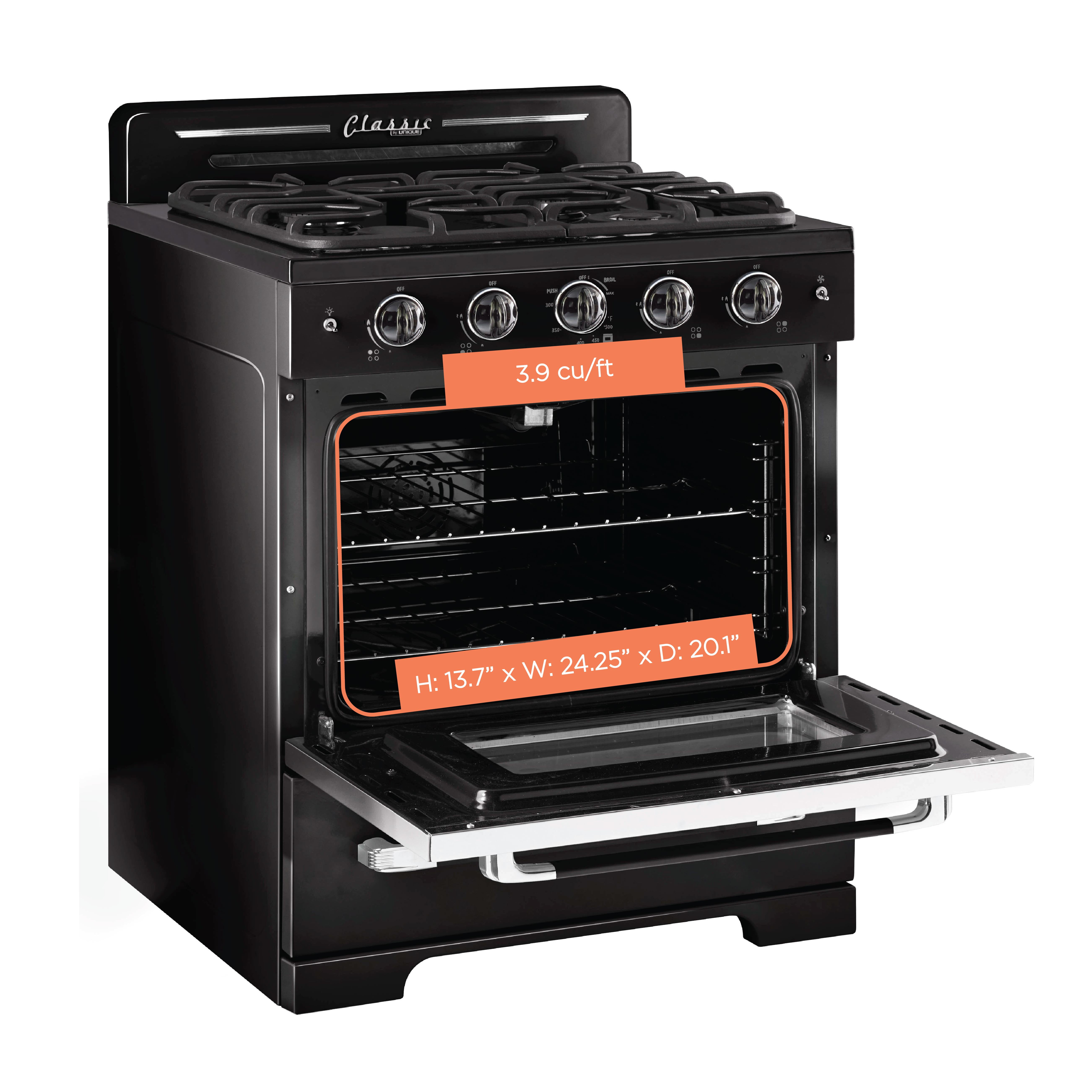 Unique Classic Retro 30" 3.9 cu/ft Freestanding Gas Range with Convection Oven and Sealed Burners