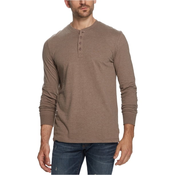 Camiseta henley Weatherproof de jersey cepillado Resistente a la intemperie marrón extragrande