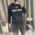 thumbnail image 3 of Sudaderas para hombre sin capucha cuello redondo negro ropa de hombre top jersey estampado de letras cuello redondo novedad y alta calidad suelta, 3 of 5