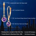 thumbnail image 2 of Gem Stone King 14K Yellow Gold Purple Amethyst Drop Dangle Earring for Women with Leverback (0.95 Cttw, Gemstone Birthstone, Round 5MM), 2 of 5