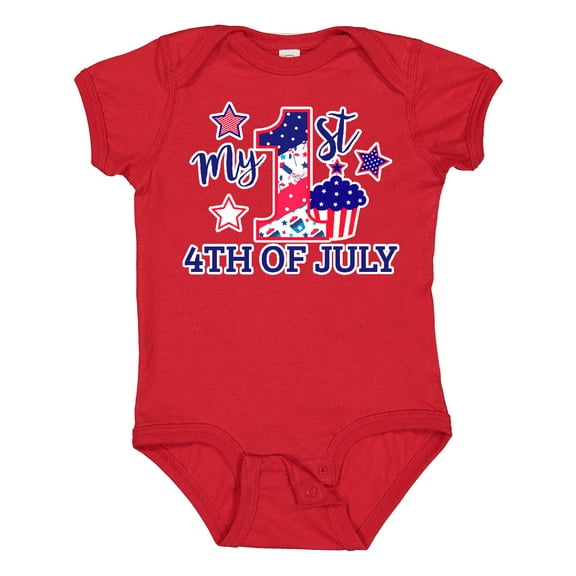 My 1st 4th of July with Stars and Cupcake Infant Creeper