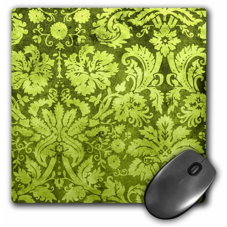3dRose Decorative Vintage Floral Wallpaper Green, Mouse Pad, 8 by 8