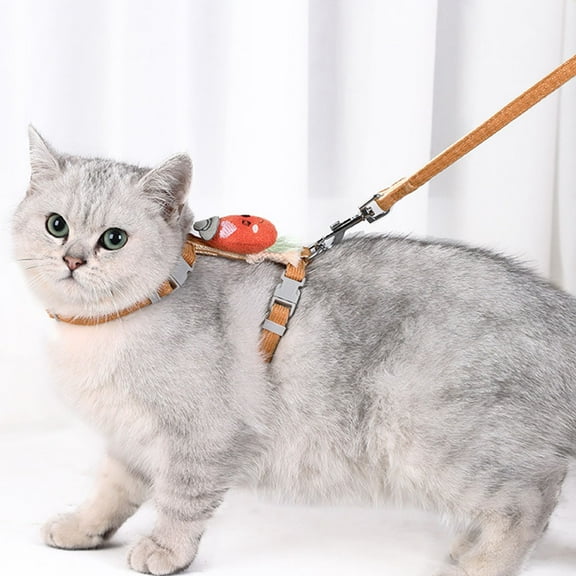 LULULION 1Set Adjustable Orange Pet Harness and Leash Kit Fashionable Small Animal Walking Rope