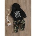 thumbnail image 5 of Kids Toddler Little Boy Hooded Fall Outfits 18 24 Months 2T 3T 4T 5T 6T Letter Print Long Sleeve Hoodies with Camouflage Pattern Cargo Pants Clothing Set, 5 of 9