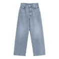 thumbnail image 5 of Women's High Waist Wide Leg Baggy Jeans with Stretch Comfort Fit and Pull-On Button Fly Design Medium Blue Wash Denim Pants for Casual Daily Wear Street Style and Weekend Outings Light Blue XL, 5 of 8